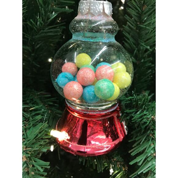 Glass Gumball Machine Ornament Christmas Tree -Nostalgic Sweet Treats - Picture 3 of 5